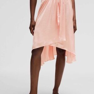 Lululemon NWT Light Satin Midi Length Wrap Asymmetrical Skirt Flush Pink Size 4
